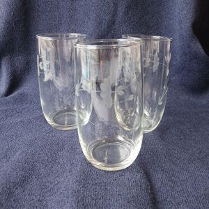 Princess House Heritage Beverage Glasses, Set of 3 Etched Crystal 10 oz Vintage